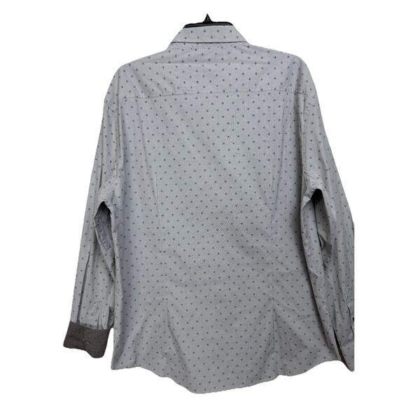 7 Diamonds Men's Button Up Shirt XL Flip Cuff Gray Blue Classic Fit Long Sleeve - Picture 6 of 13